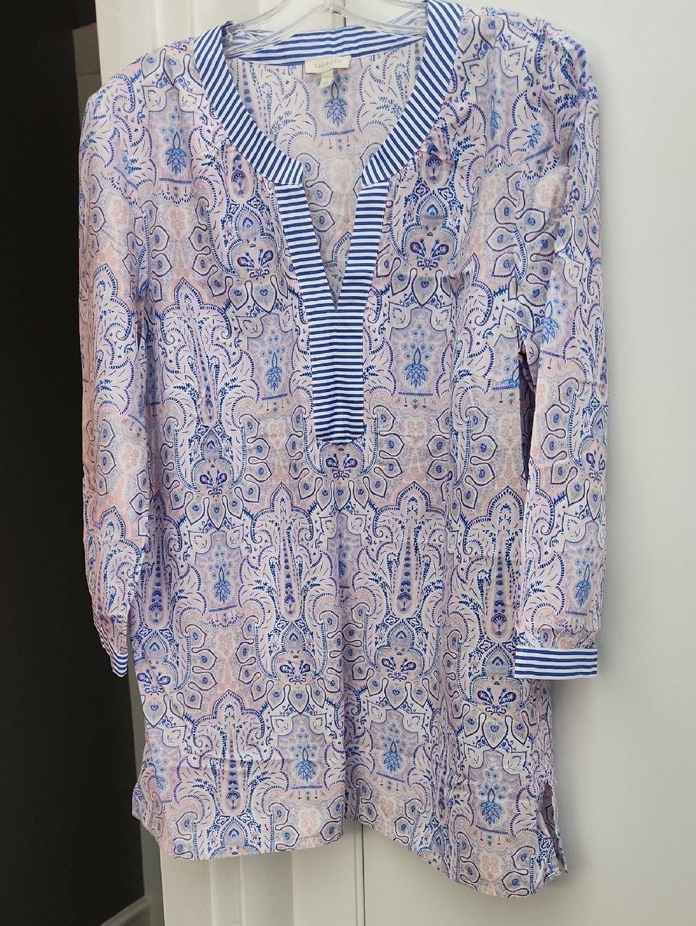 Talbots Blue and Pink Paisley Print Tunic